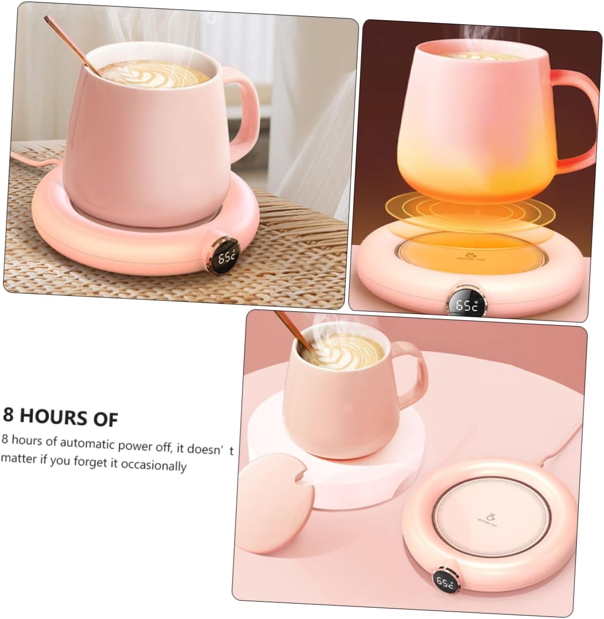 Mug Chauffant USB PRETYZOOM - 2 Pièces, Tasse Thermique Rose pour Bureau et Maison – Image 5