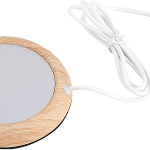 Chauffe-tasse USB en bois grain de noyer - Mug mat à café/thé