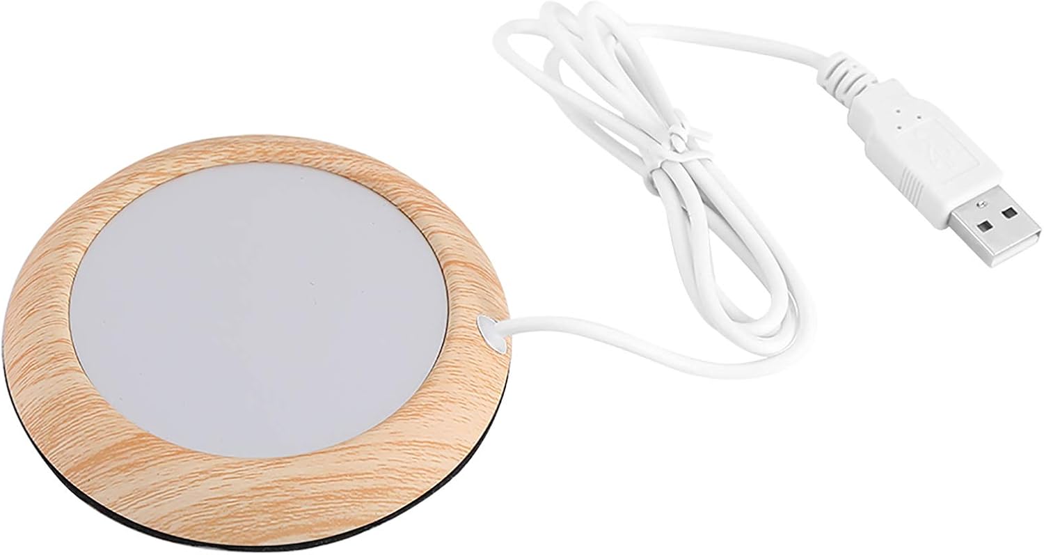 Chauffe-tasse USB en bois grain de noyer - Mug mat à café/thé