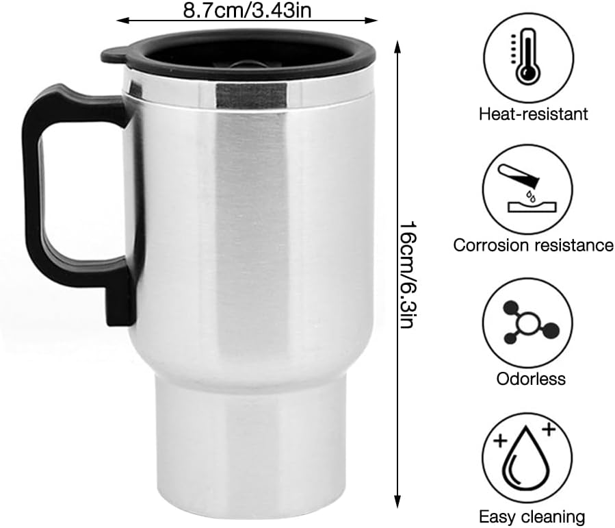 Tasse Chauffante Électrique 450ml 12V Pour Voiture - Bouilloire Isotherme Portable en Acier Inoxydable – Image 2