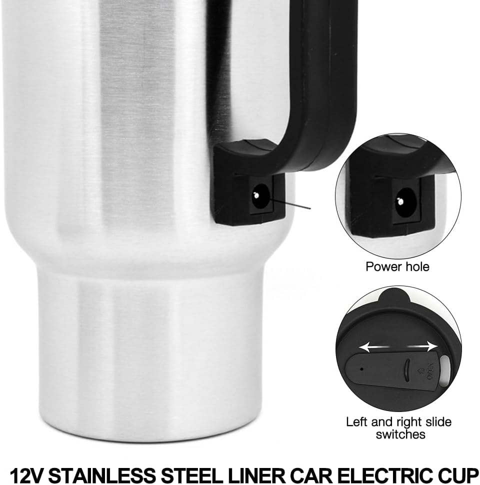 Tasse Chauffante Électrique 450ml 12V Pour Voiture - Bouilloire Isotherme Portable en Acier Inoxydable – Image 4