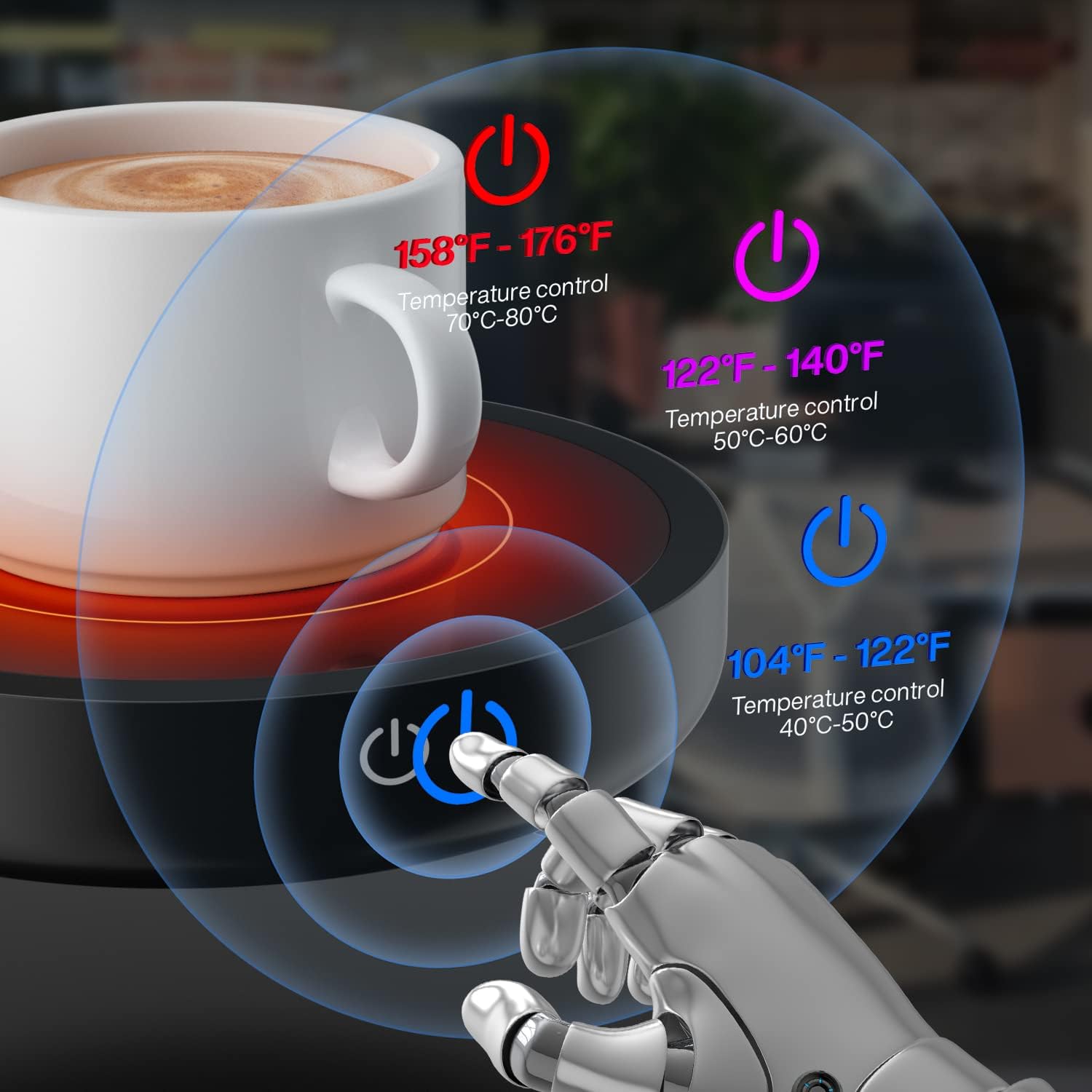 Chauffe-Tasse Électrique 36W avec 3 Températures (jusqu'à 80°C) - Idéal pour Café, Thé, Lait - Cadeau de Noël (sans tasse) – Image 2