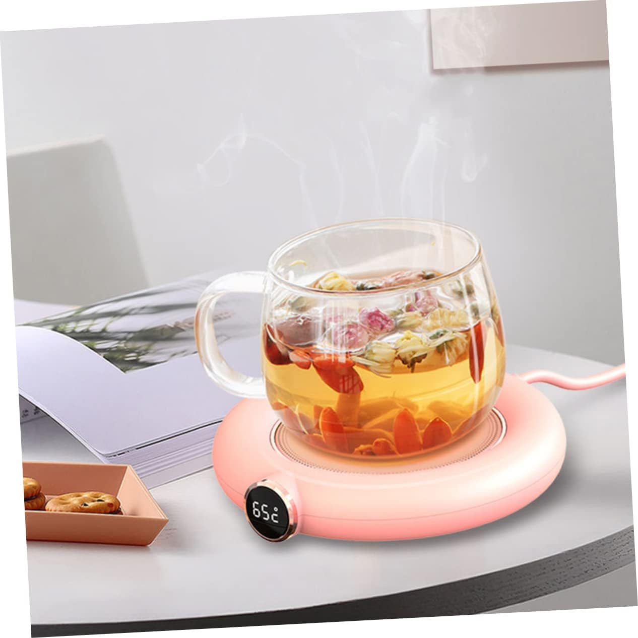 MAGICLULU Mug Chauffant USB 2 Pièces - Thermostat Intelligent, Rose – Image 3