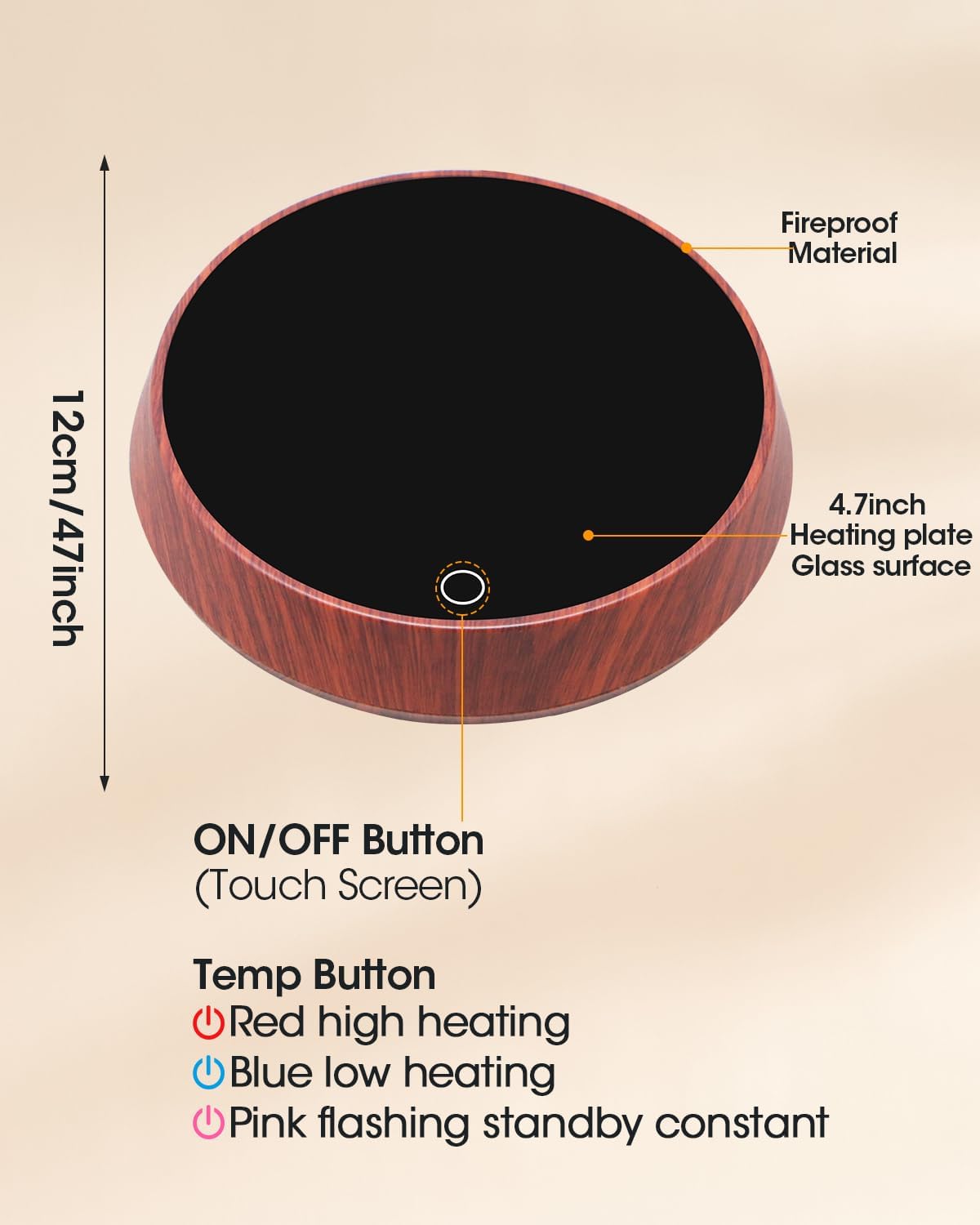 Chauffe-tasse électrique avec 3 températures, détection de gravité et arrêt automatique. – Image 6