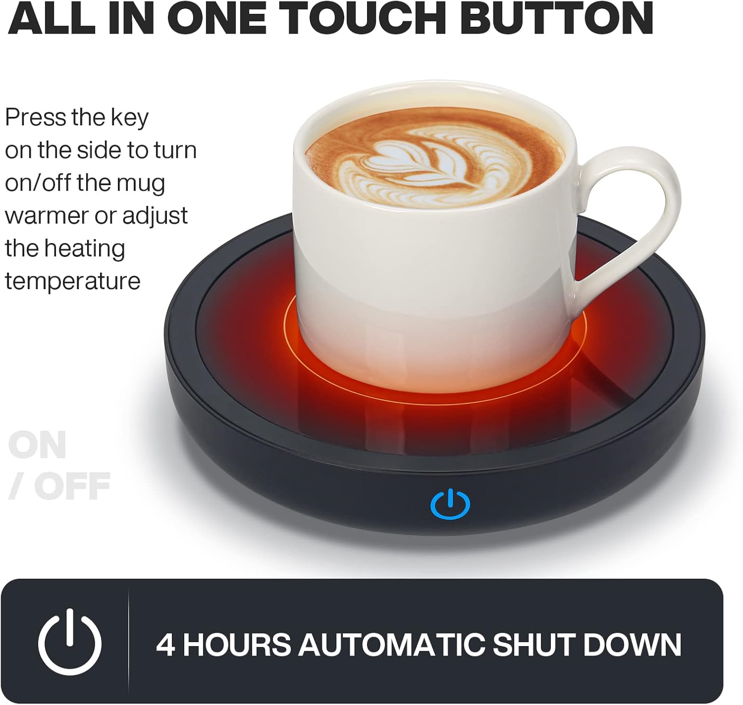Chauffe Tasse Électrique Noir - Réglage 3 Températures jusqu'à 80℃ pour Café, Thé et Chocolat au Lait – Image 3