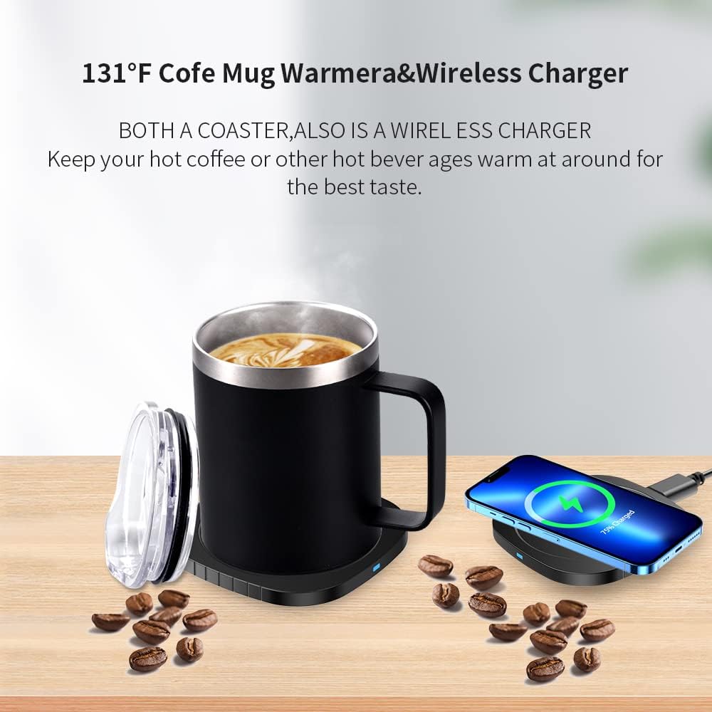 Chauffe Tasse USB Intelligent Lamker 2 en 1 300ml - Inox, Température Constante 55°C pour Café, Thé, Eau et Lait. – Image 5
