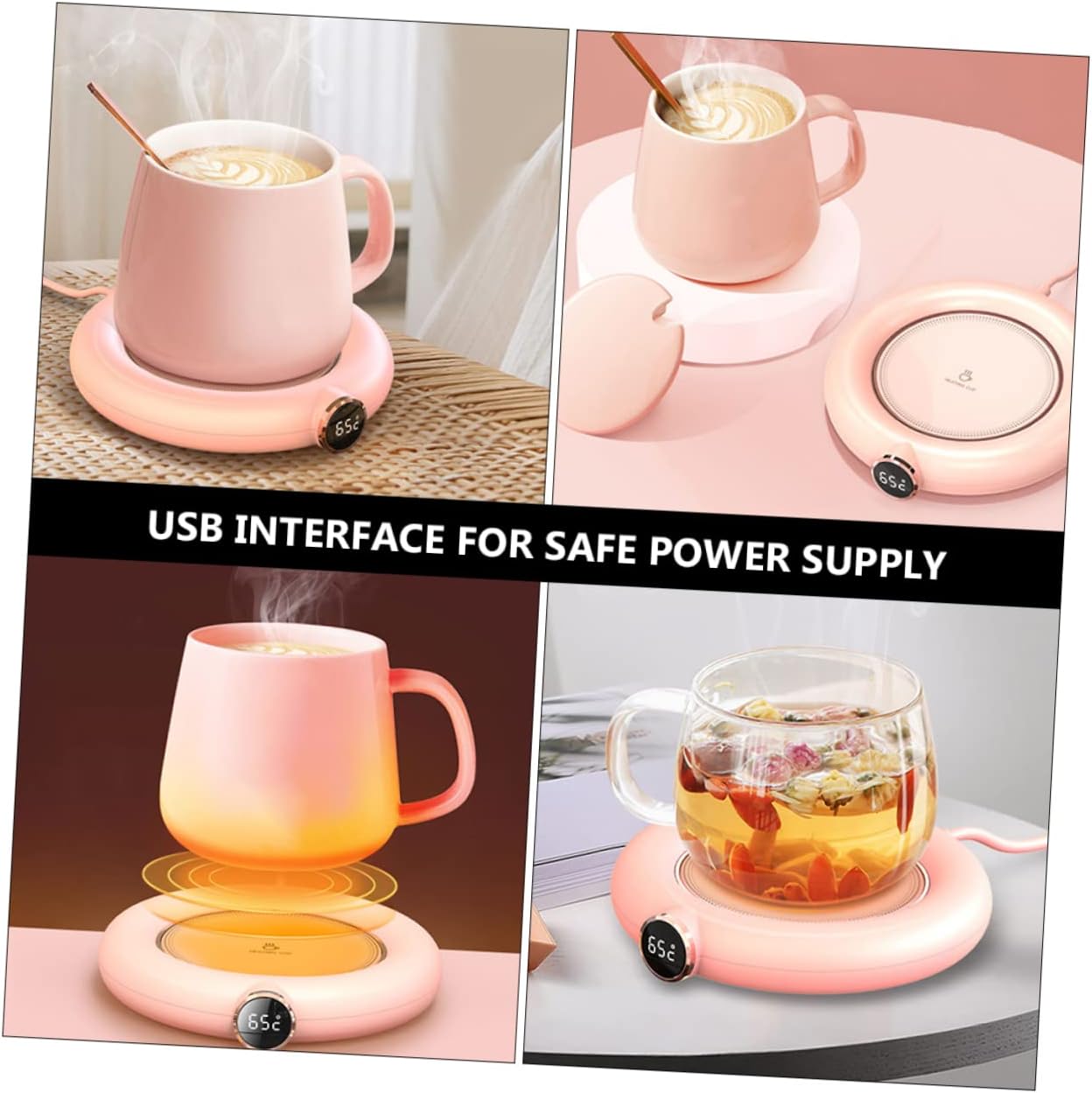 MAGICLULU Mug Chauffant USB 2 Pièces - Thermostat Intelligent, Rose – Image 8
