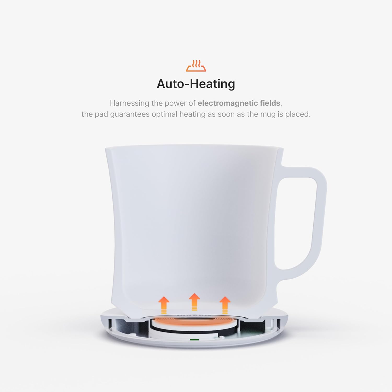 Tasse auto-chauffante Hurkins Smug 65°C, PCTG, sans fil, gris spécial, bureau/maison. – Image 4