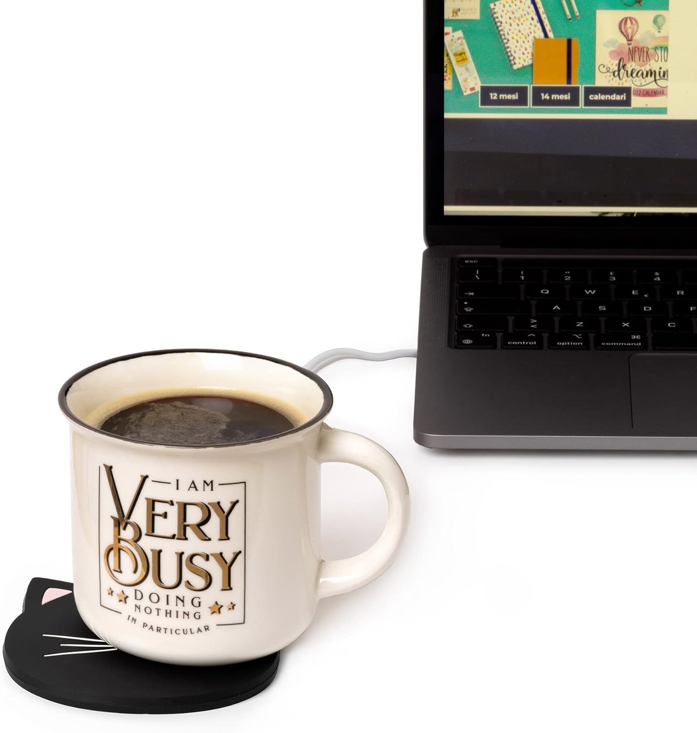Chauffe-tasse USB Legami - Garde au Chaud, 9,2x9,7 cm, Thème Cookie et Chat – Image 2