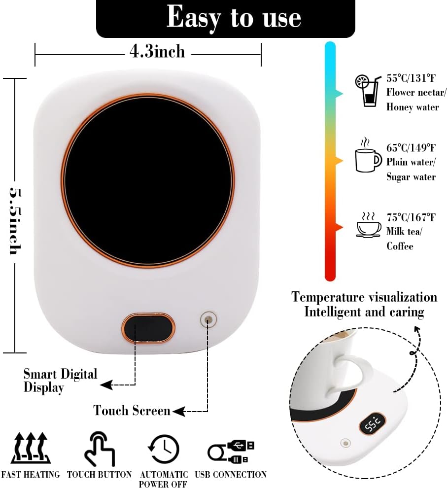 Chauffe Tasse HASAIKA USB avec 3 Températures pour Café, Thé, Lait et Chocolat – Image 6
