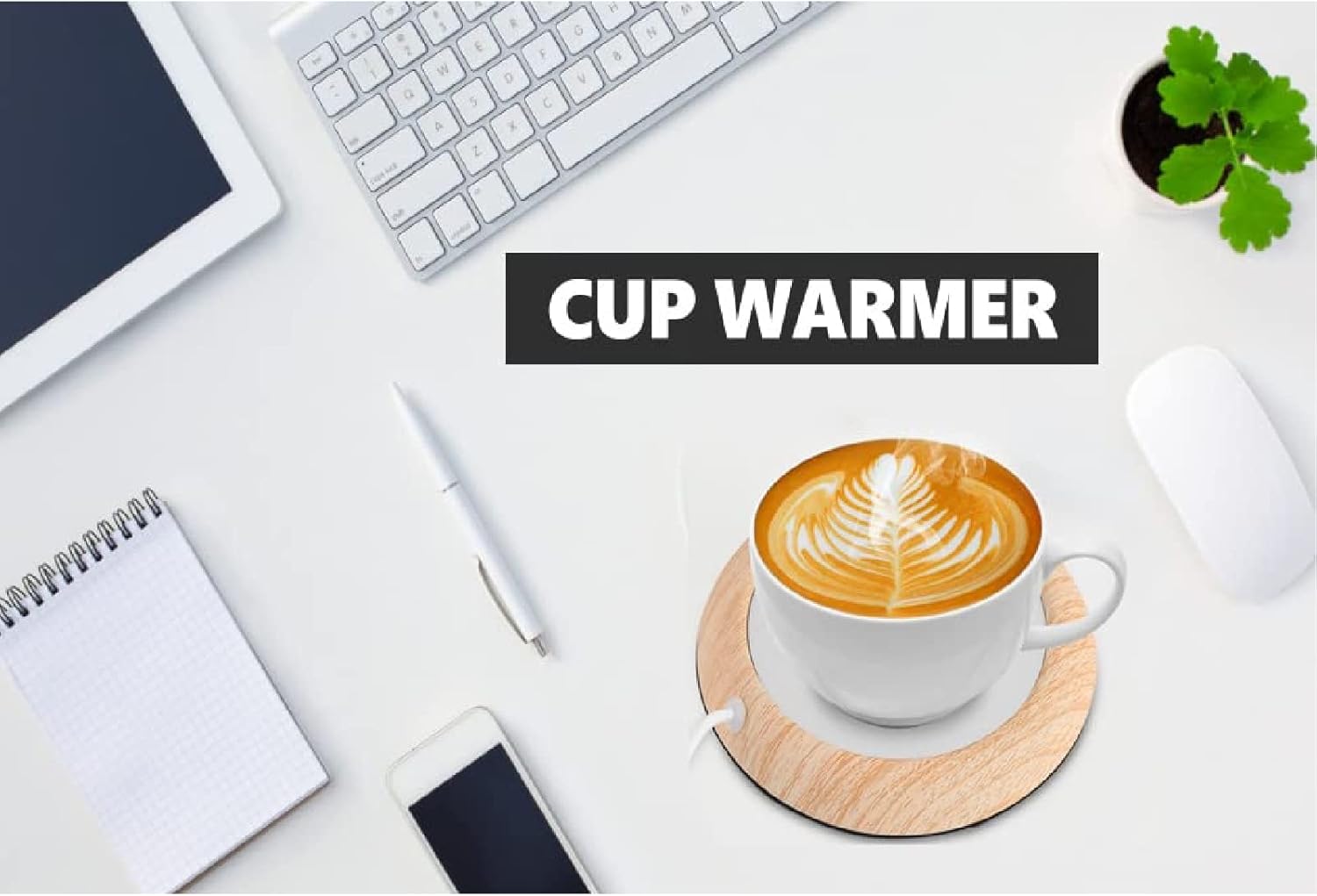 Chauffe Tasse USB en Bois pour Bureau - Plaque Chauffante Électrique pour Café, Thé, Lait et Plus – Image 3