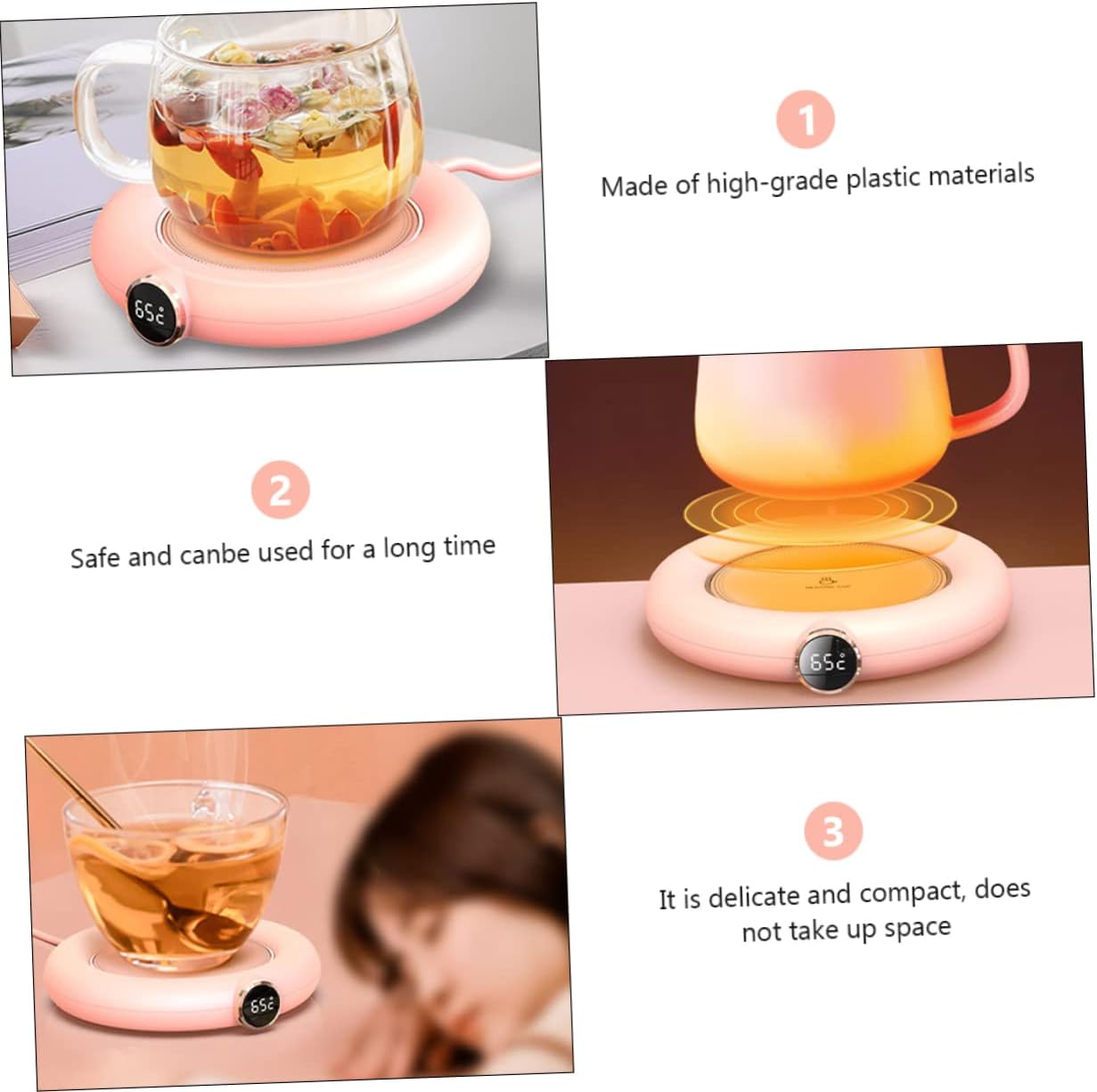 TOPBATHY Chauffe-Tasses USB 3 Pièces Électrique sans Fil – Image 5