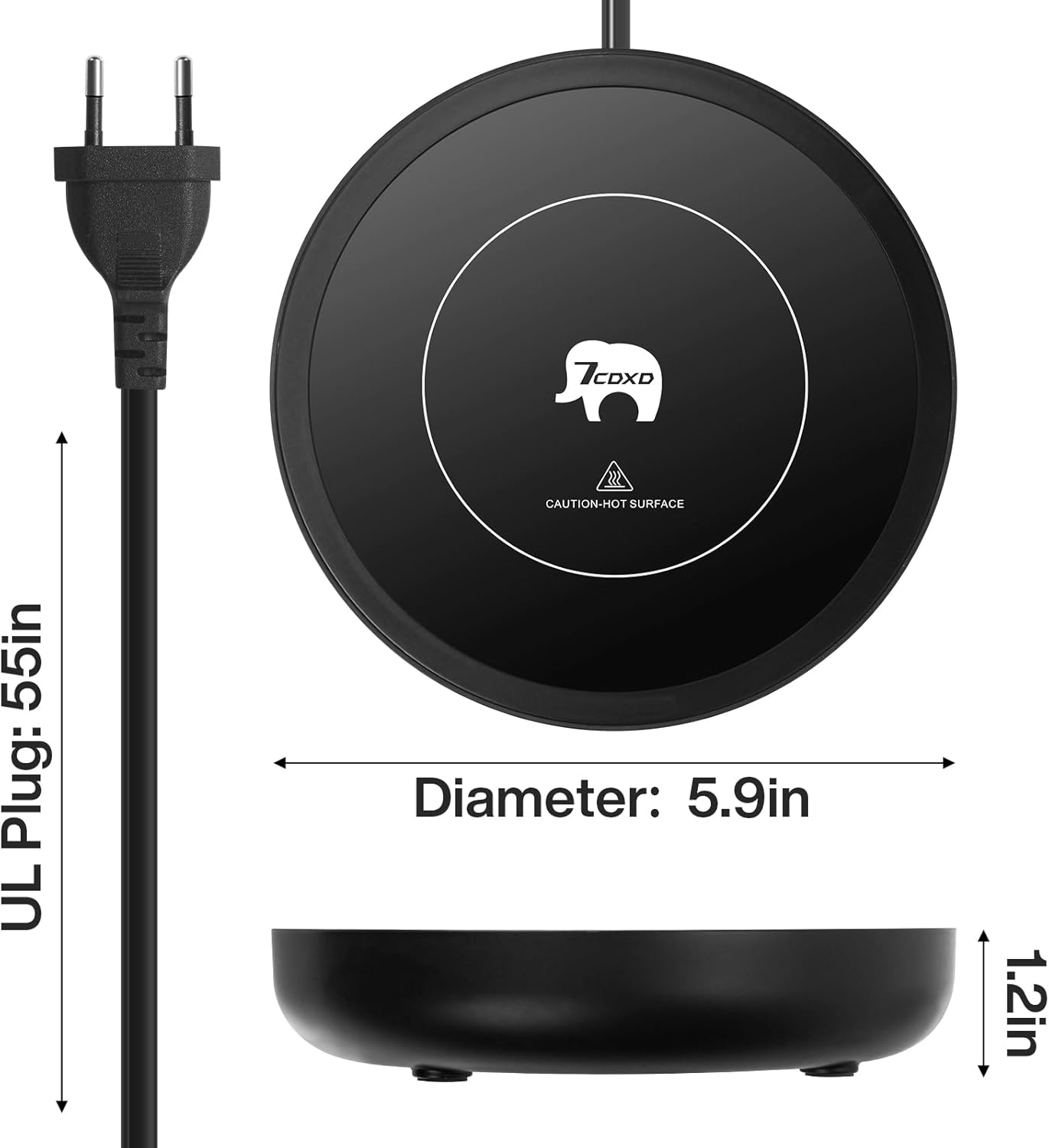 Chauffe Tasse Électrique Noir - Réglage 3 Températures jusqu'à 80℃ pour Café, Thé et Chocolat au Lait – Image 7