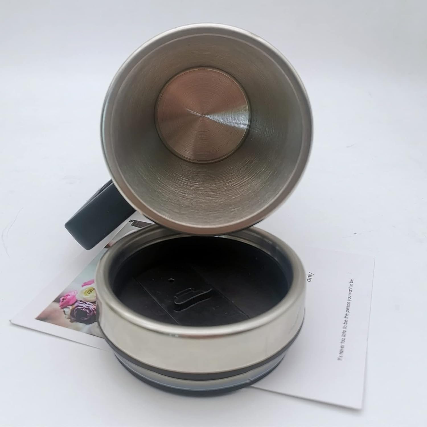 Mug Chauffant 12V en Acier Inoxydable avec Contrôle Température et Couvercle Anti-Déversement - Travel Kettle pour Voiture. – Image 3