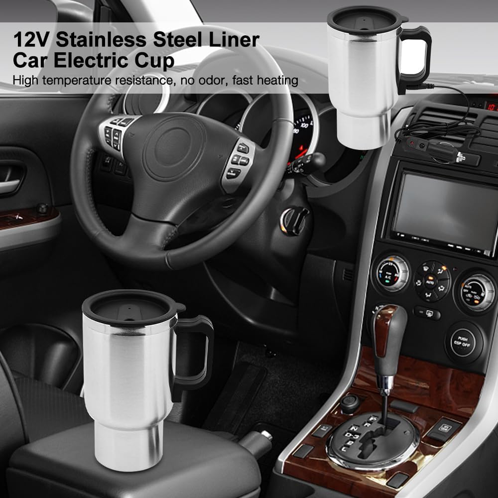 Tasse Chauffante Électrique 450ml 12V Pour Voiture - Bouilloire Isotherme Portable en Acier Inoxydable – Image 5