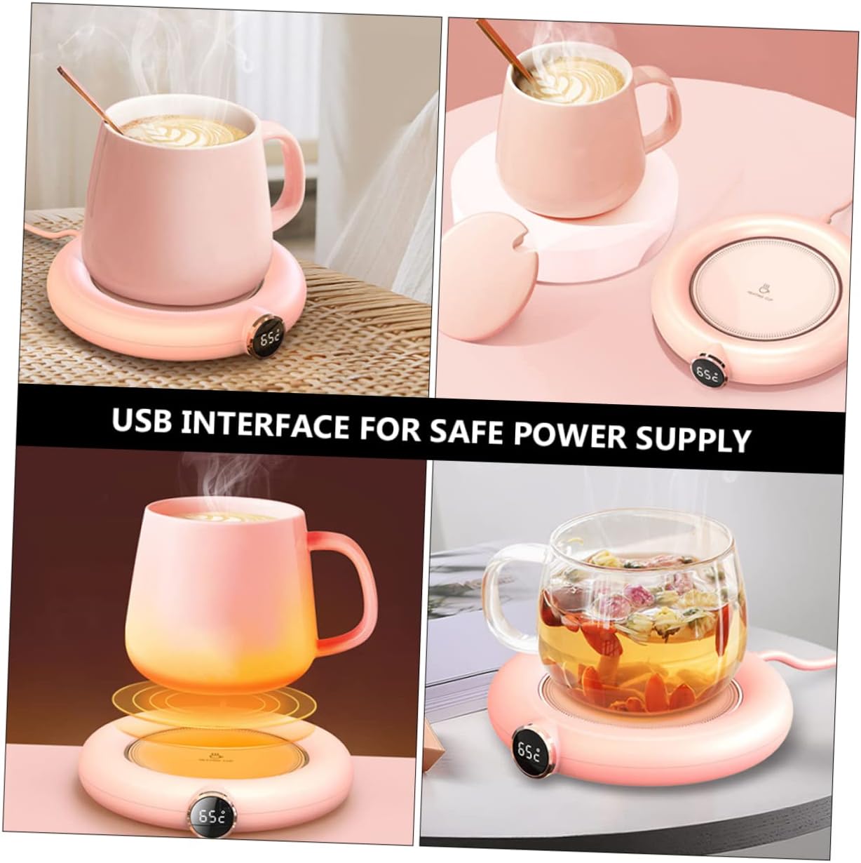 PRETYZOOM Mug Chauffant USB 3 Pièces - Chauffe-Tasse Électrique pour Bureau – Image 9