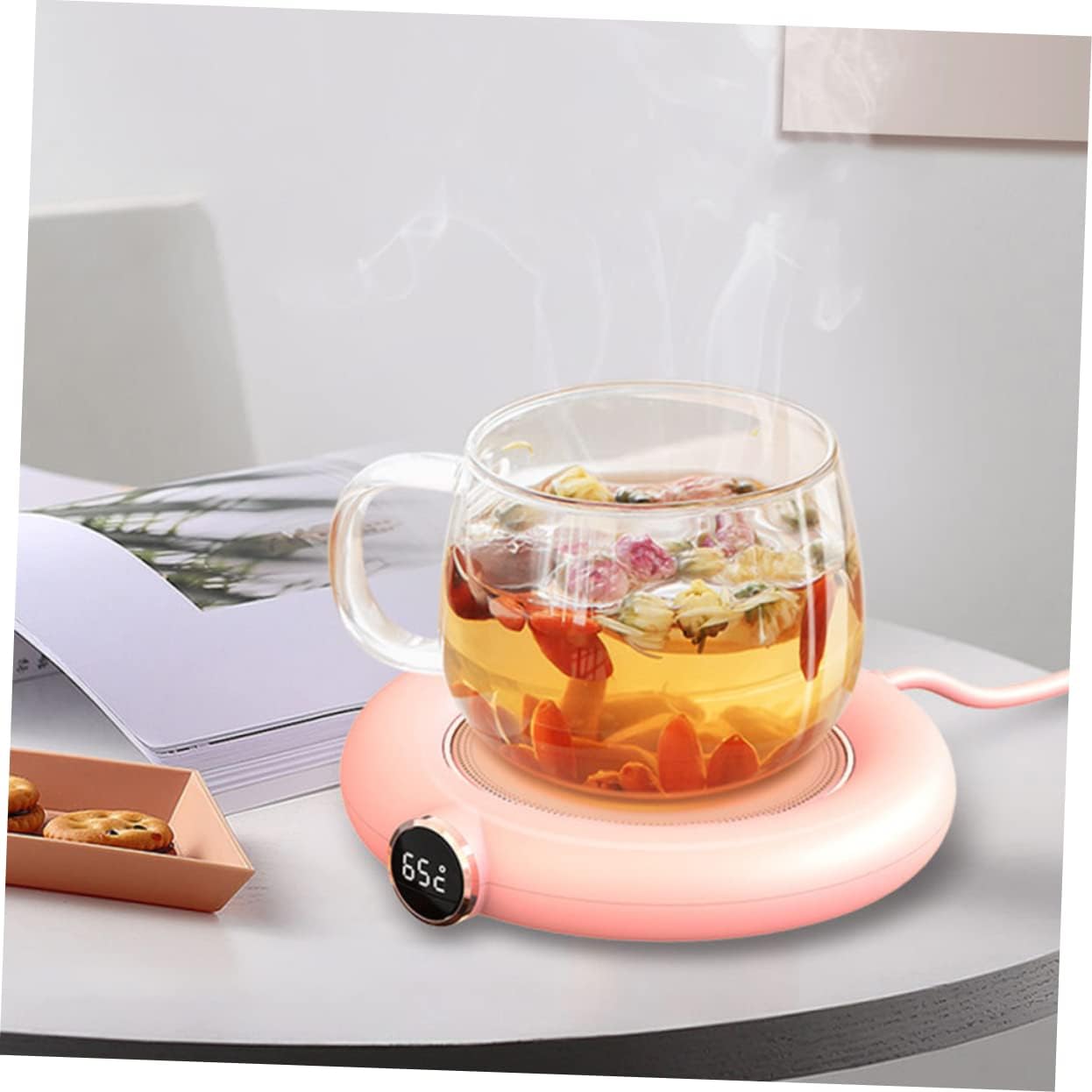 Chauffe-Tasse USB Électrique GREENADSCAPE - Coaster Thermique Rose – Image 9