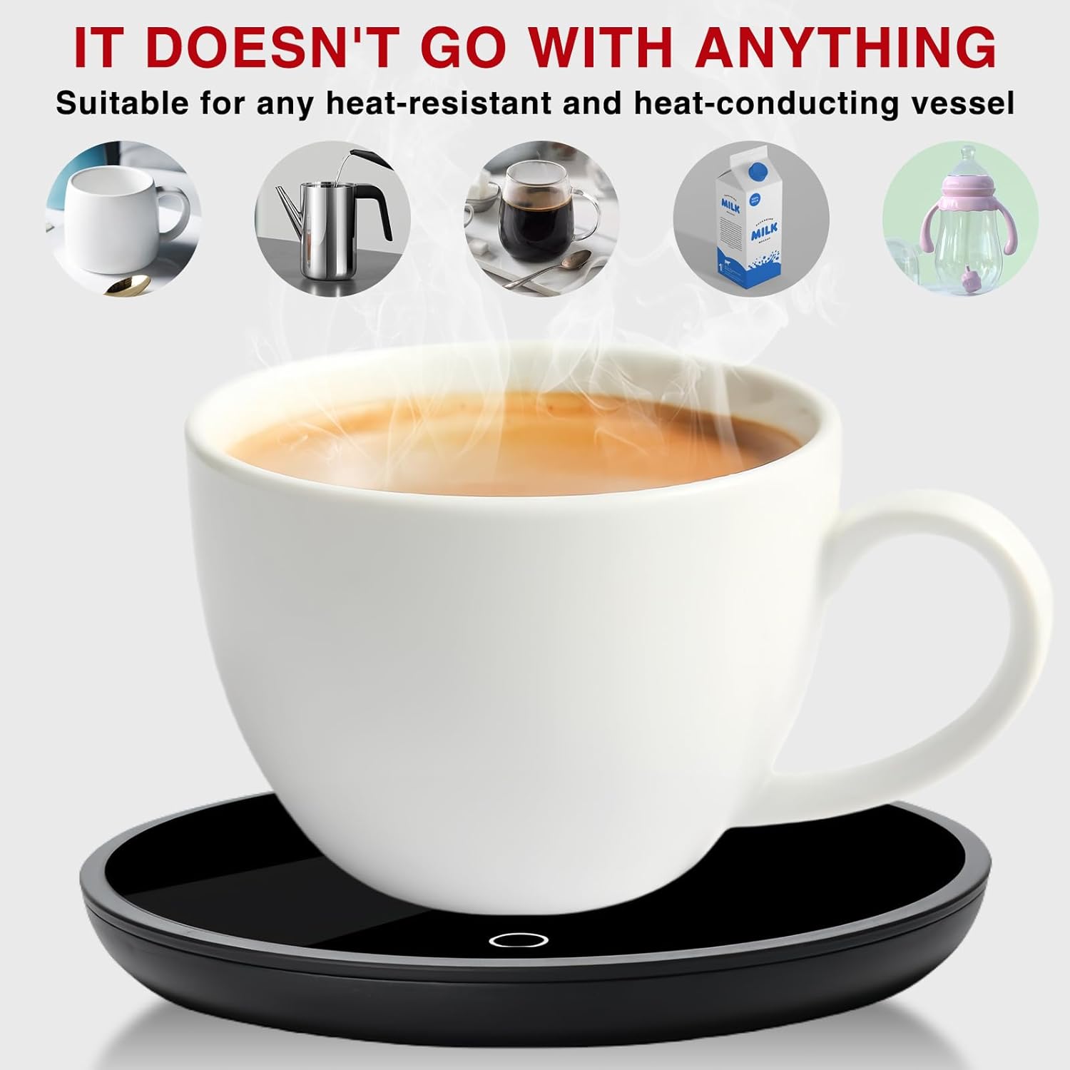 Chauffe Tasse BORDEAG avec 2 Réglages de Température pour Café, Thé, Lait et Eau – Image 6