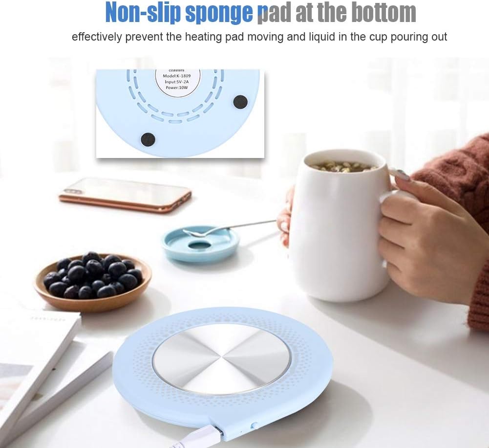 Chauffe Tasse USB 55 ℃ pour Café - Bureau et Maison (Bleu) – Image 2