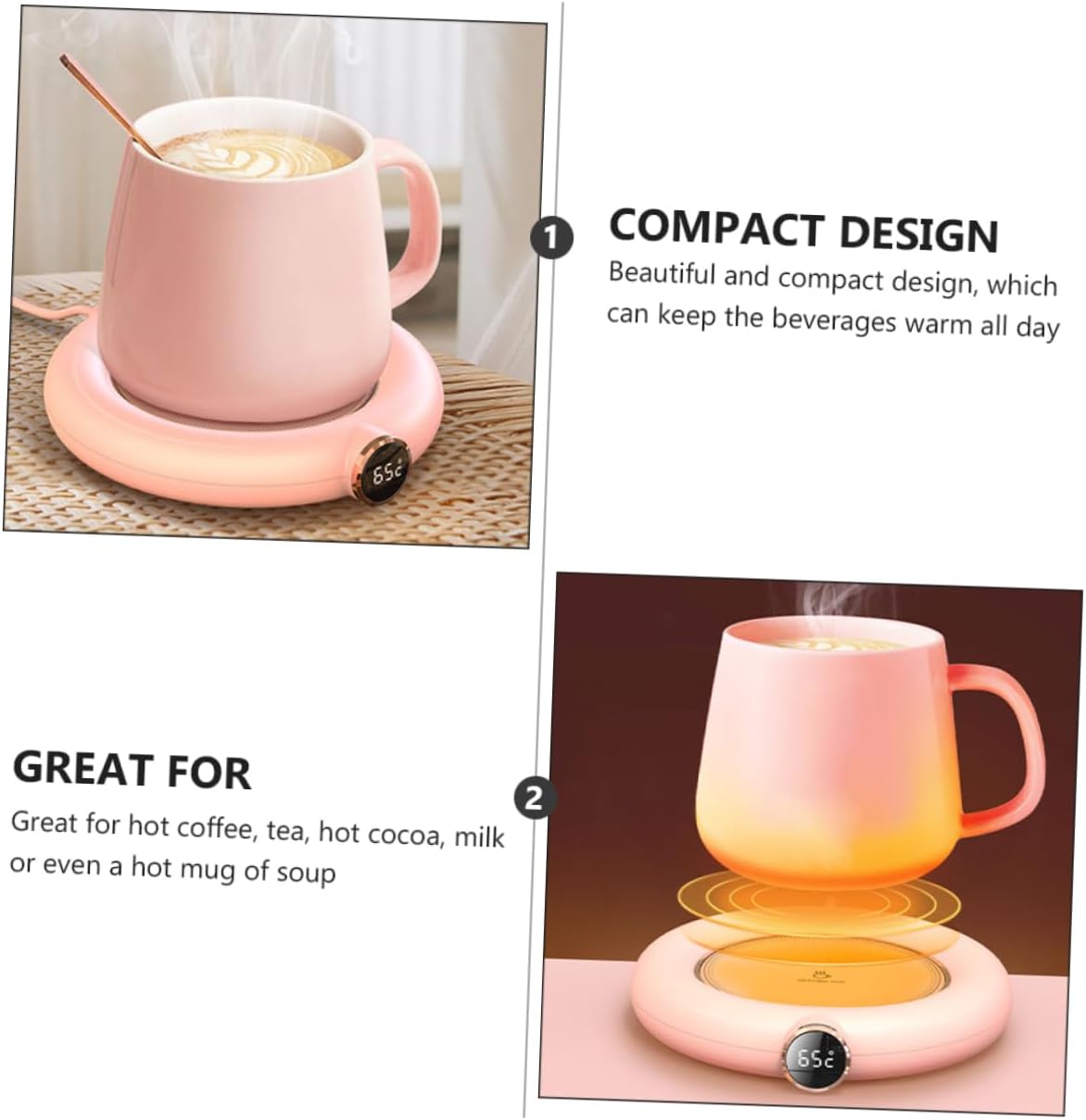 Chauffe-Tasse USB Électrique GREENADSCAPE - Coaster Thermique Rose – Image 5