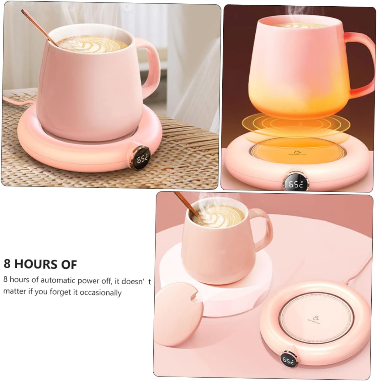 MAGICLULU Mug Chauffant USB 2 Pièces - Thermostat Intelligent, Rose – Image 2