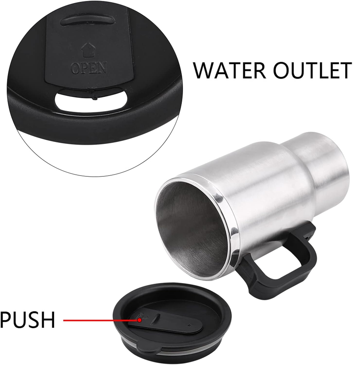 Tasse Chauffante Électrique 12V 450ml pour Voiture - Isolée, Acier Inoxydable – Image 4