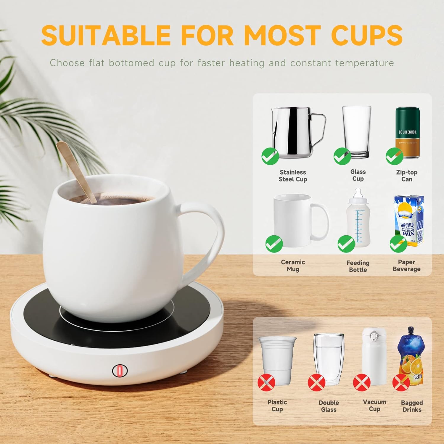 Chauffe-tasse USB électrique avec arrêt automatique - Idéal pour café, thé et autres boissons. – Image 3