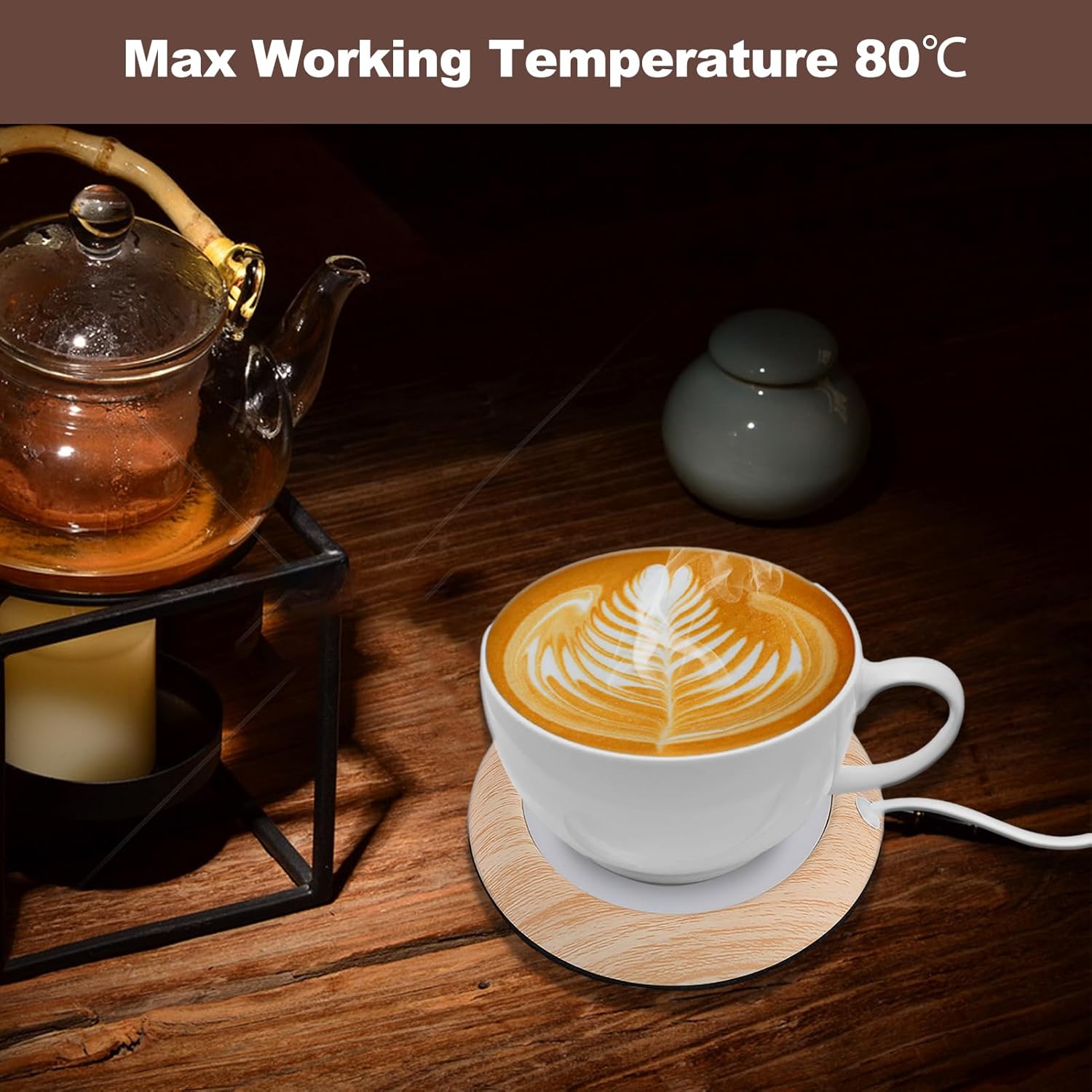 USB Chauffe-Tasse en Bois pour Café/Thé - Gadget Pratique pour Bureau et Maison – Image 9