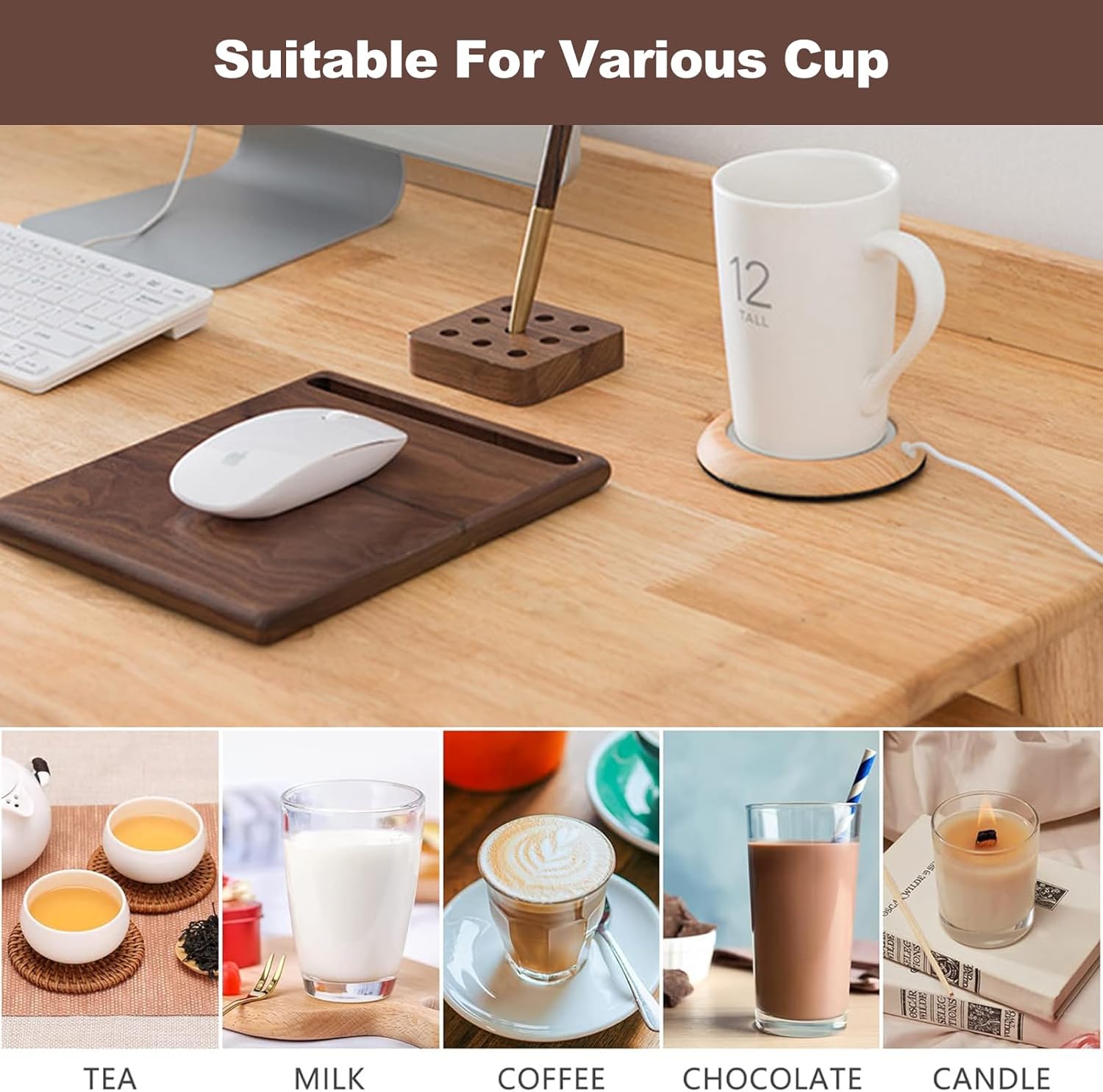 USB Chauffe-Tasse en Bois pour Café/Thé - Gadget Pratique pour Bureau et Maison – Image 2