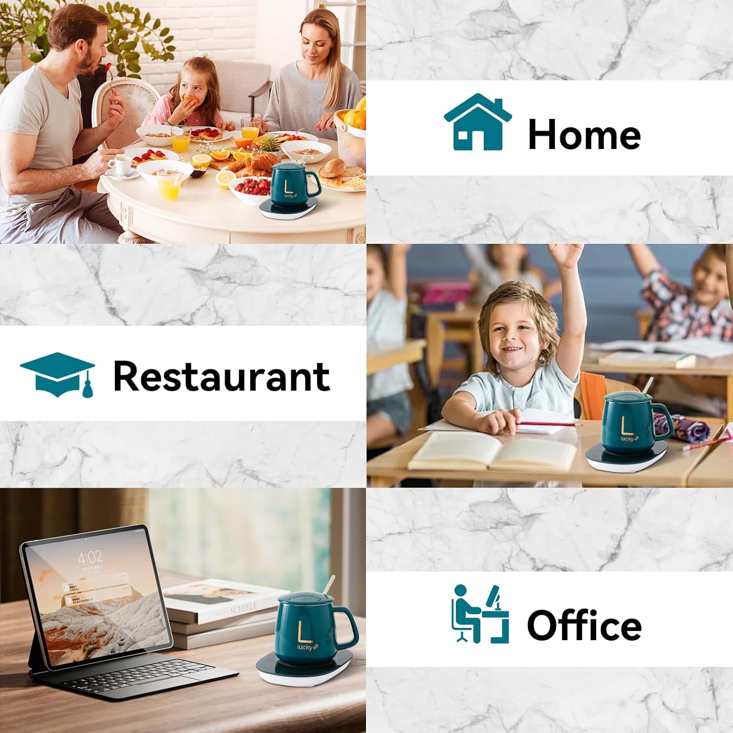 Chauffe-Tasse en Céramique 380 ML avec Contrôle de Température 55 °C - Idéal pour la Maison et l'École – Image 6