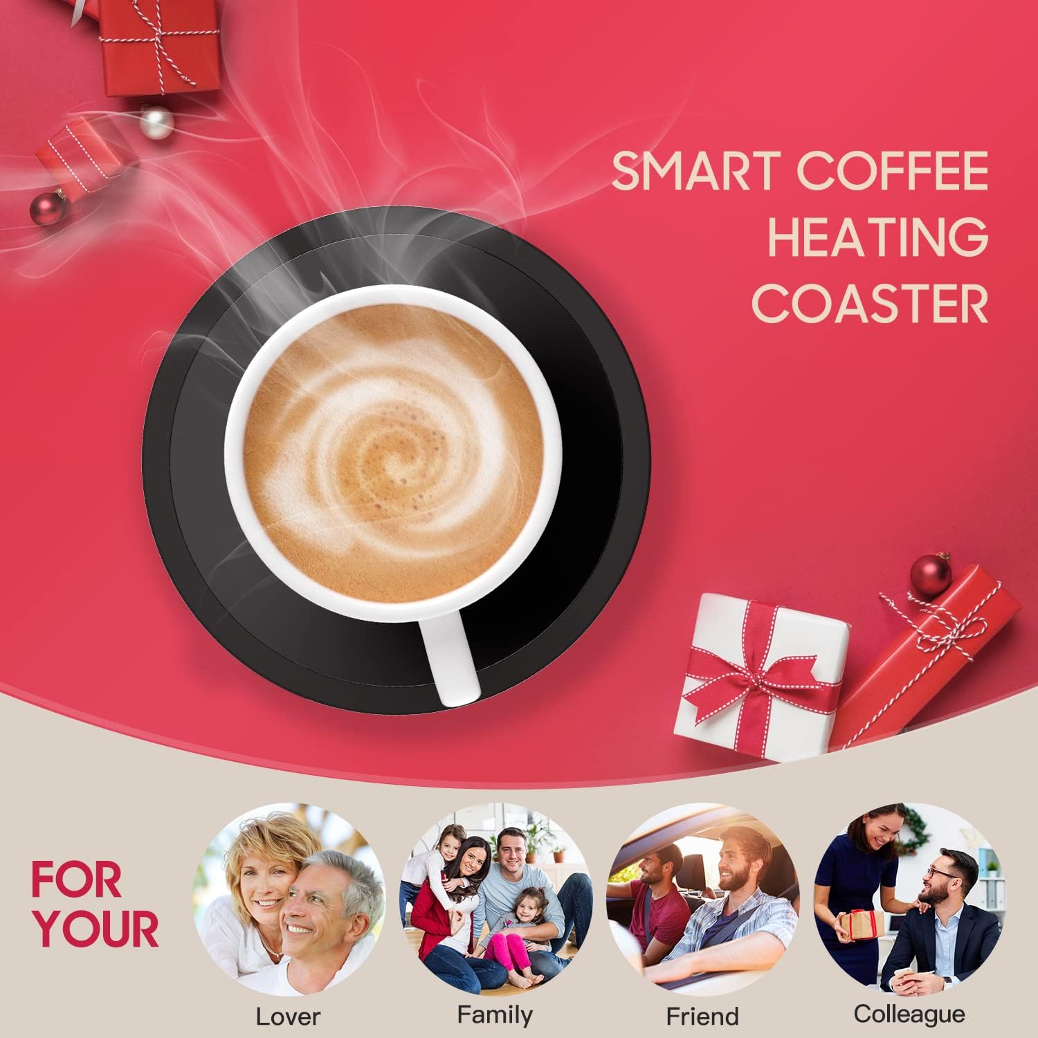 Chauffe-Tasse Électrique 36W avec 3 Températures (jusqu'à 80°C) - Idéal pour Café, Thé, Lait - Cadeau de Noël (sans tasse) – Image 8