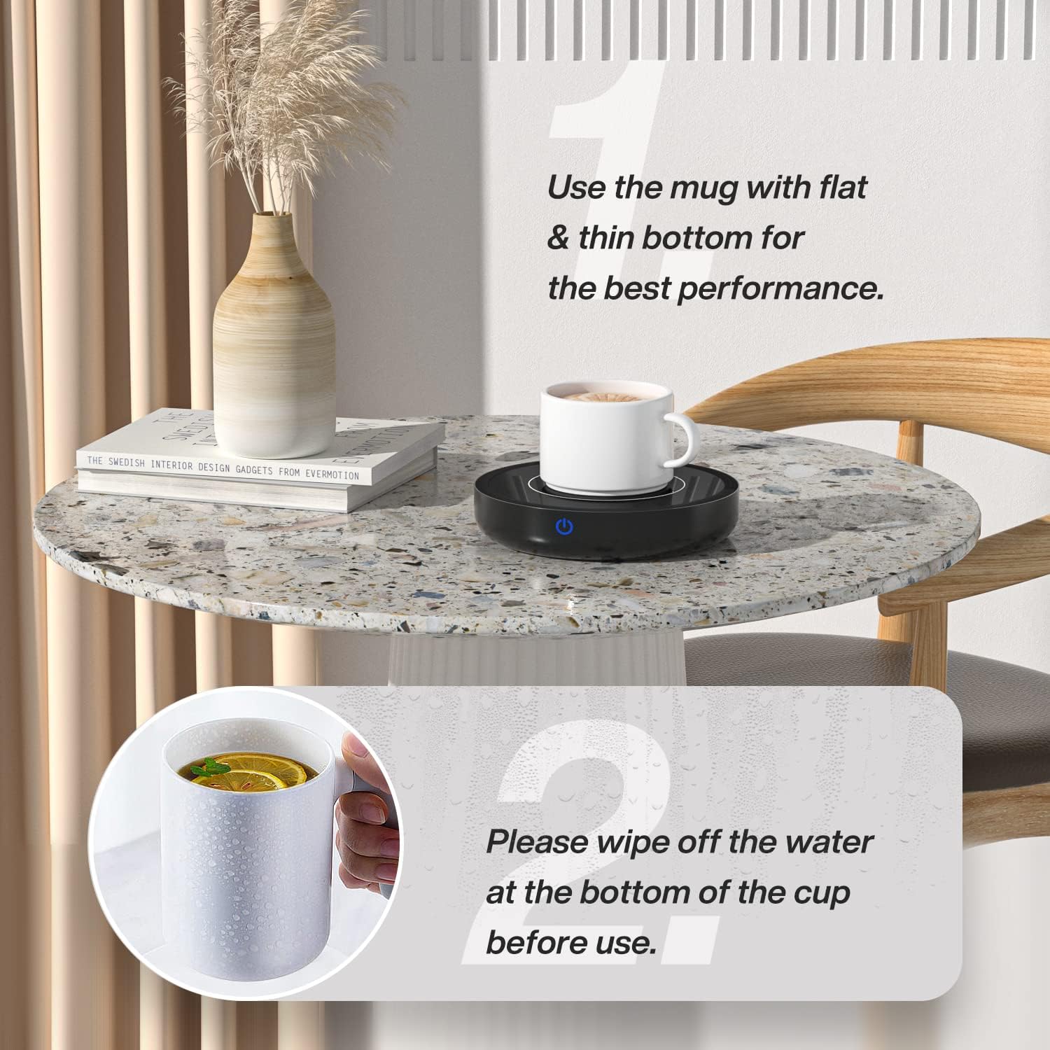 Chauffe-Tasse Électrique 36W avec 3 Températures (jusqu'à 80°C) - Idéal pour Café, Thé, Lait - Cadeau de Noël (sans tasse) – Image 7