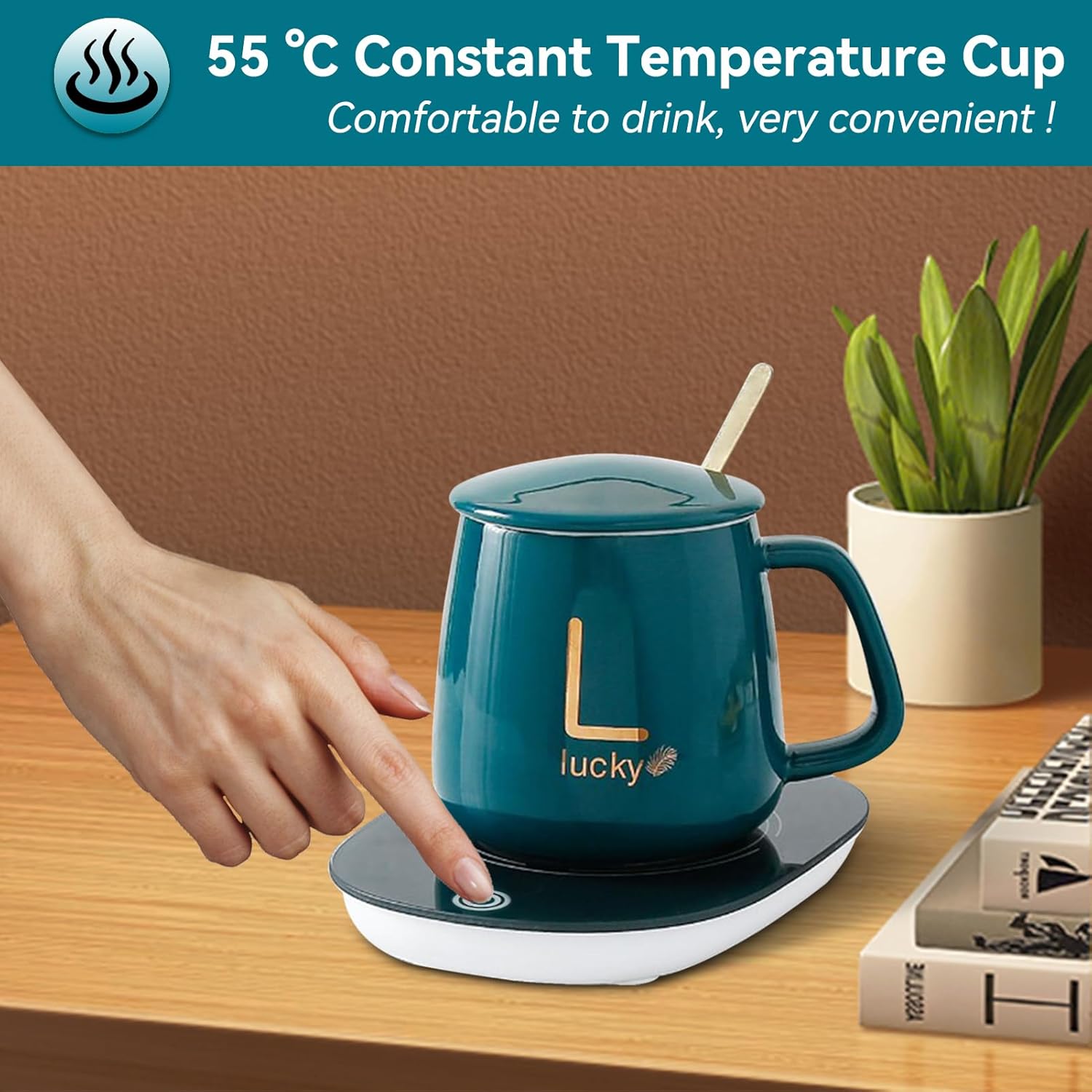 Chauffe-Tasse en Céramique 380 ML avec Contrôle de Température 55 °C - Idéal pour la Maison et l'École – Image 2