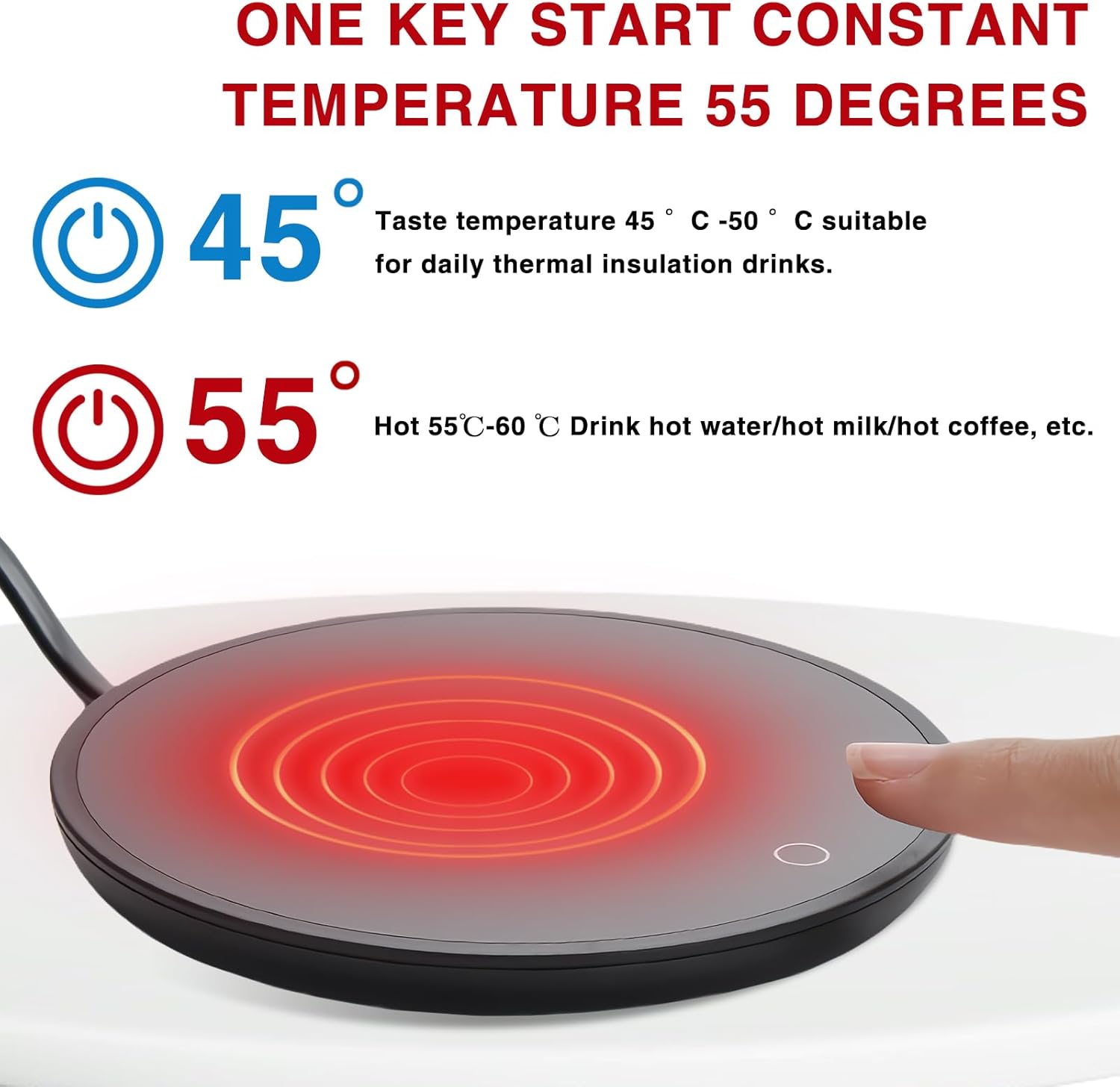 Chauffe Tasse BORDEAG avec 2 Réglages de Température pour Café, Thé, Lait et Eau – Image 4