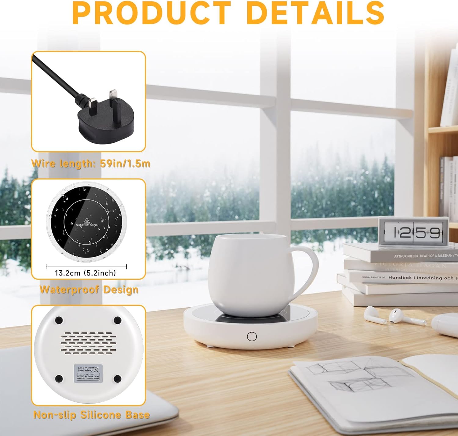 Chauffe-tasse USB électrique avec arrêt automatique - Idéal pour café, thé et autres boissons. – Image 7