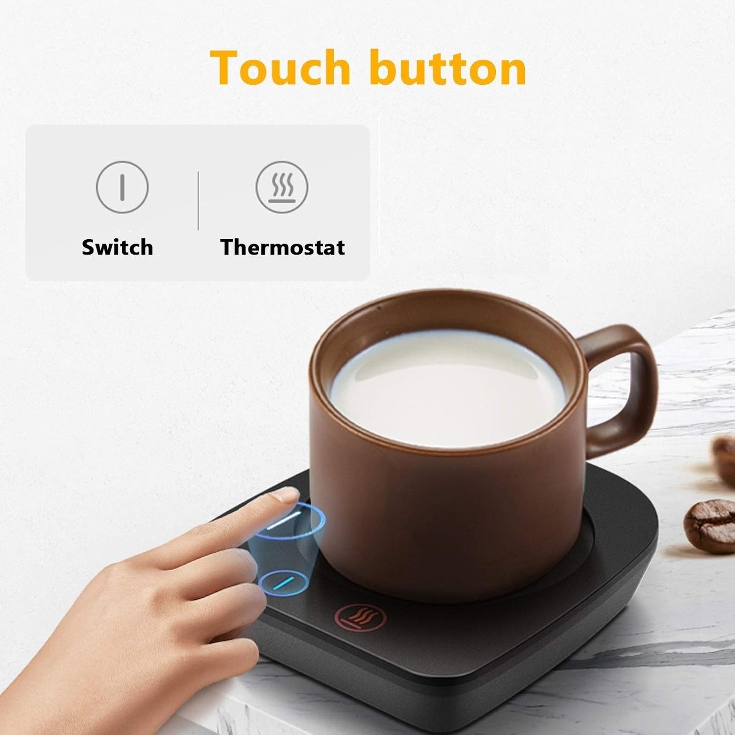 Chauffe-tasse Électrique 20W avec Mug en Verre – Réchauffe Café, Lait et Thé (Noir) – Image 3