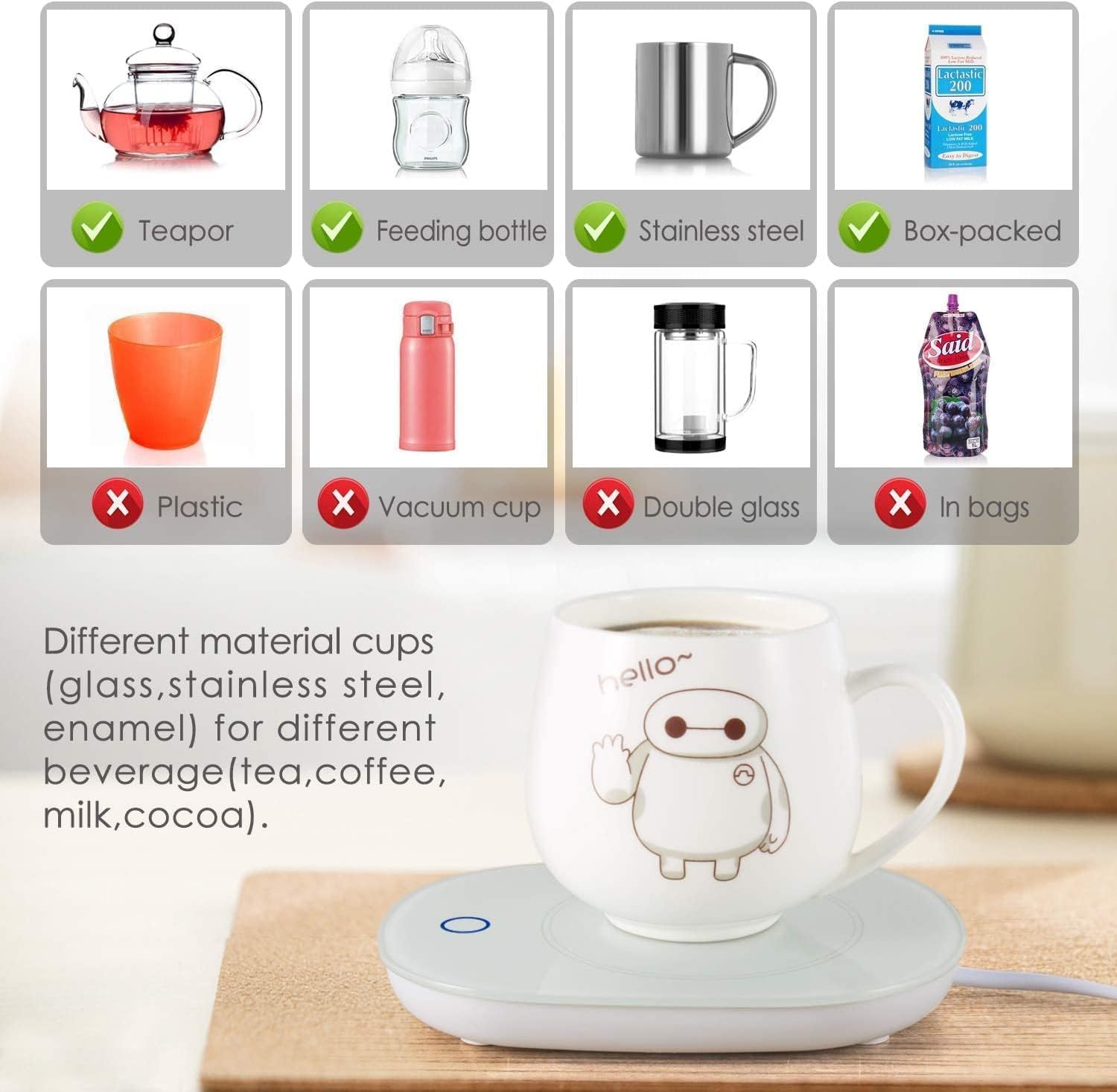 Chauffe-tasse intelligent avec arrêt automatique - Idéal pour café, lait et tasses variées à la maison ou au bureau – Image 3