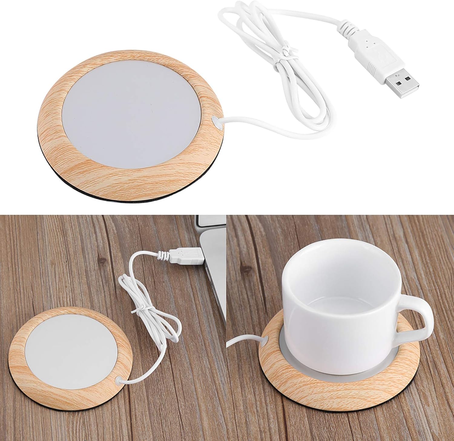 Chauffe Tasse USB en Bois pour Bureau - Plaque Chauffante Électrique pour Café, Thé, Lait et Plus – Image 9