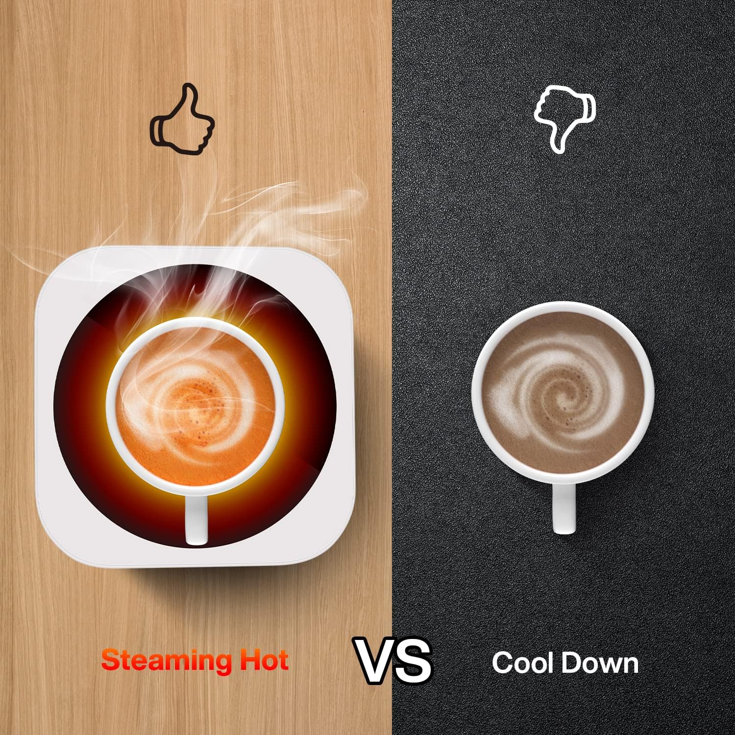 Chauffe-Tasse Électrique 36W avec 3 Températures (jusqu'à 80℃) – Plaque Chauffante pour Café, Thé, Lait, Blanc (Sans Tasse) – Image 3