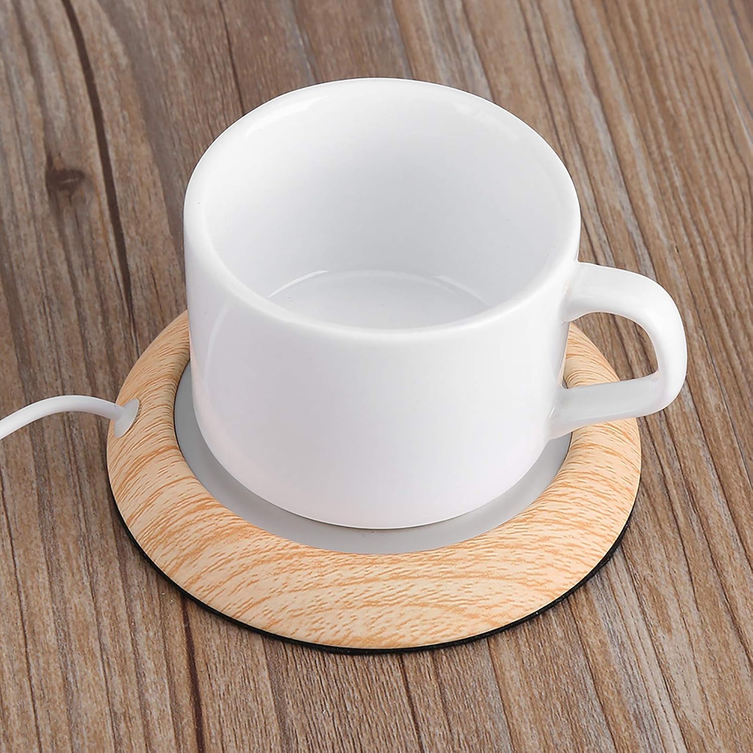 Chauffe-tasse USB en bois grain de noyer - Mug mat à café/thé – Image 8