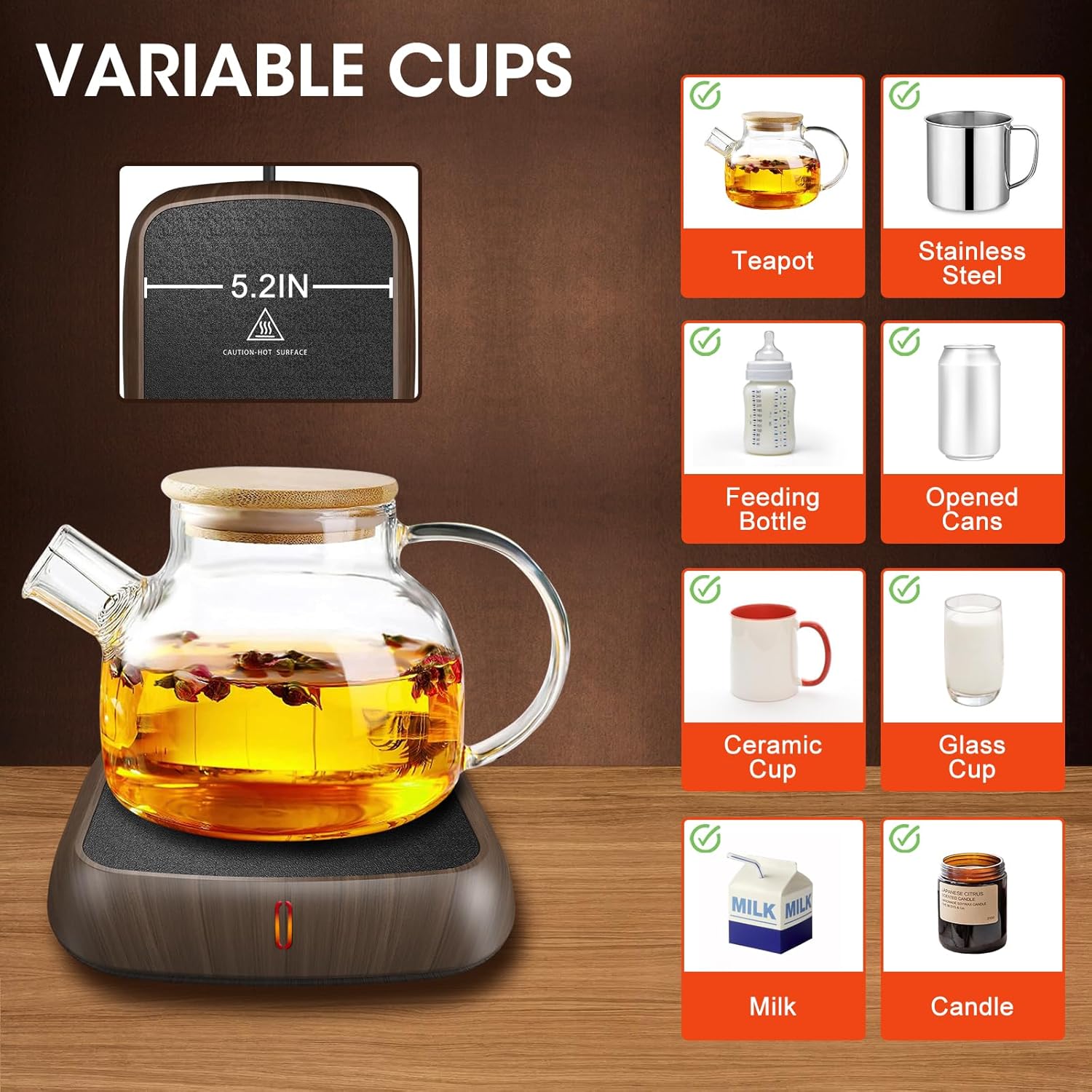 Chauffe-Tasse Électrique MQFORU - 3 Températures, Arrêt Automatique 6H pour Café, Thé et Bougies – Image 5