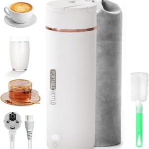 Bouilloire Électrique Portable 500ml 300W - 3 en 1, 4 Températures, Acier Inoxydable (Blanc)