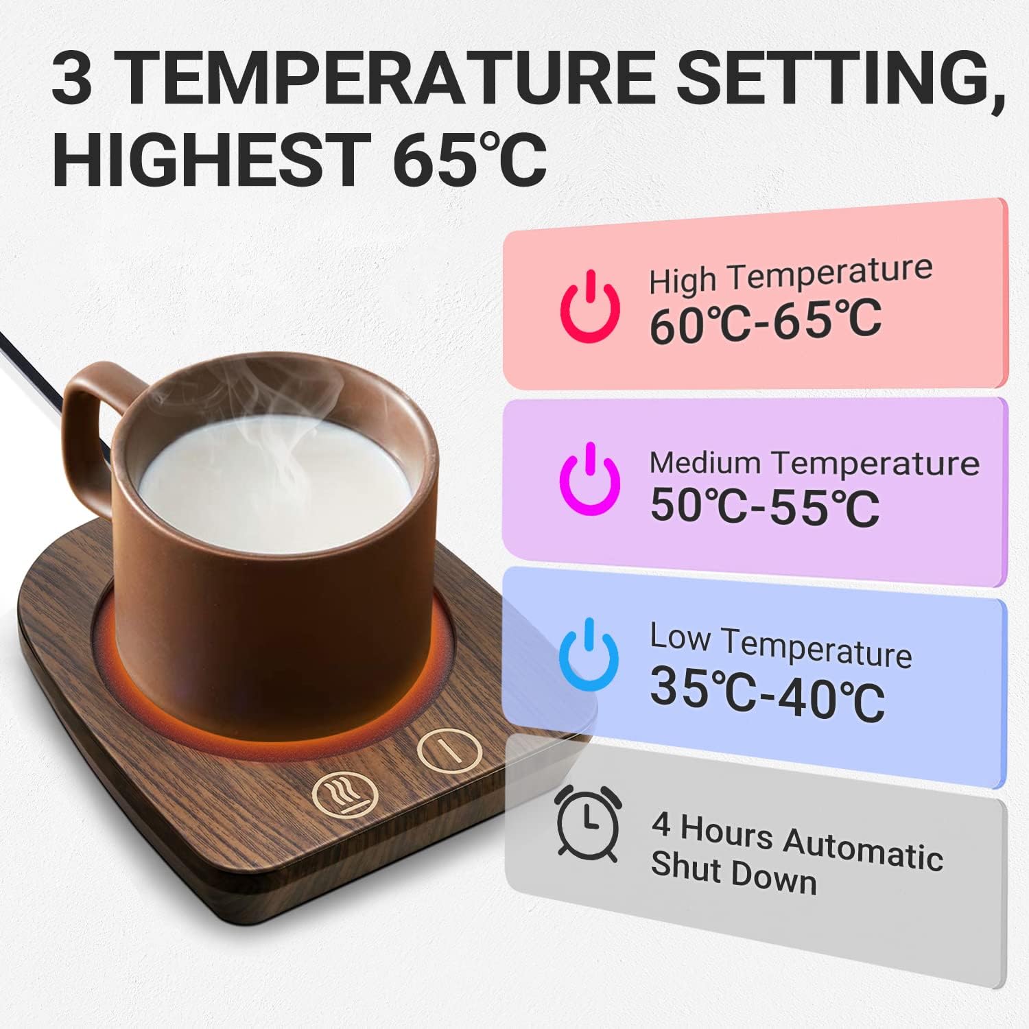 Chauffe-Café et Chauffe-Tasse 20 W avec 3 Températures et Arrêt Automatique 4h (Sans Tasse) – Image 2