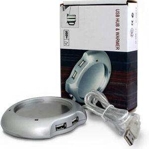 Chauffe-Tasse USB 4 Ports Silver avec Hub USB