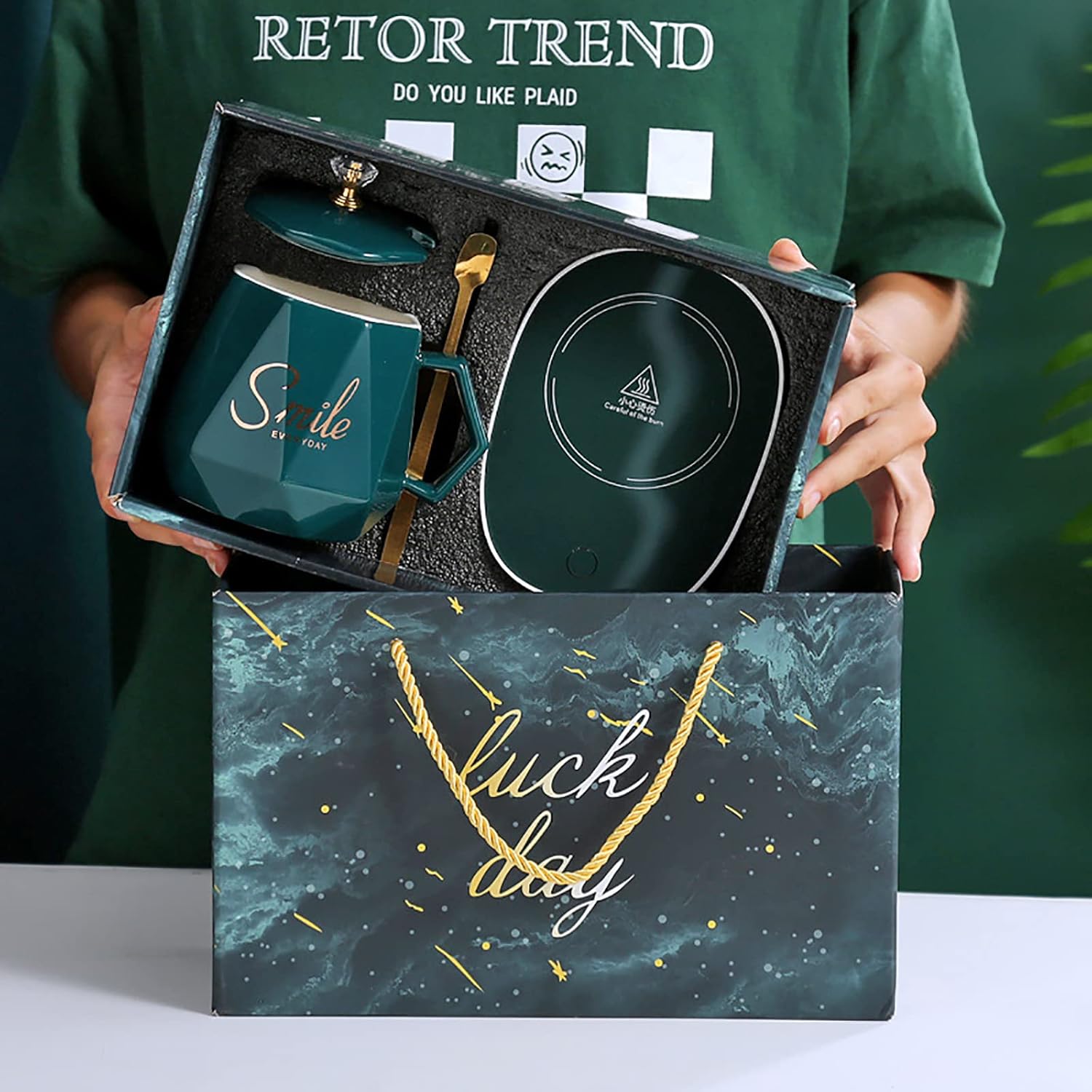 Chauffe Tasse USB 55°C avec Capteur de Gravité - Idéal pour Thé, Café et Lait au Bureau ou à Domicile