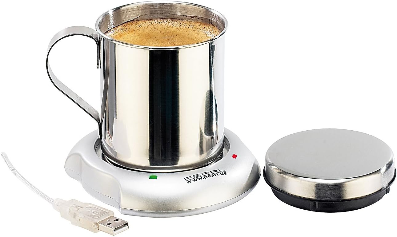 Chauffe-tasse USB avec tasse en acier Pearl
