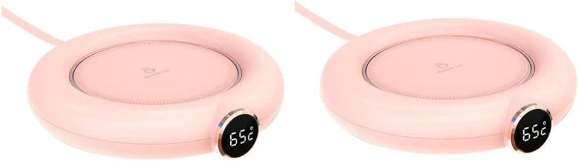 MAGICLULU Mug Chauffant USB 2 Pièces - Thermostat Intelligent, Rose