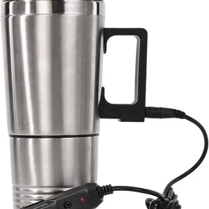Mug Chauffant 12V en Acier Inoxydable avec Contrôle Température et Couvercle Anti-Déversement - Travel Kettle pour Voiture.
