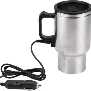 Mug Chauffant Inox 450ml 12V pour Voiture - Tasse Électrique à Café/Thé