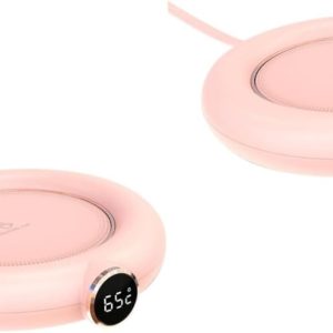 Mug Chauffant USB PRETYZOOM - 2 Pièces, Tasse Thermique Rose pour Bureau et Maison